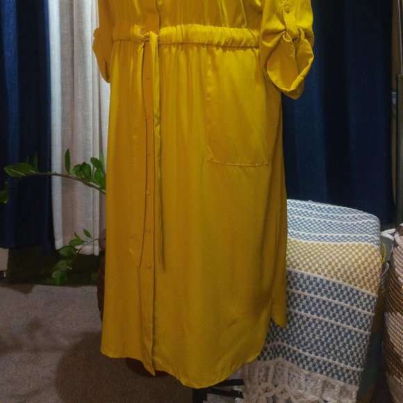 Alfani Graphic Oasis Shirtdress in Yellow Sz 16P NWT - Picture 6 of 16